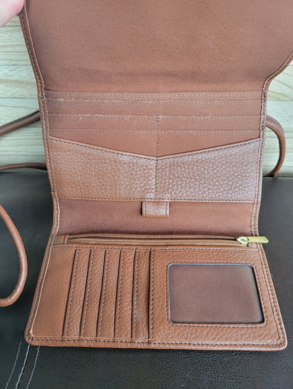 Fossil Sophia Leather Wallet Bag Crossbody Brown Purse Classic - Picture 2 of 8